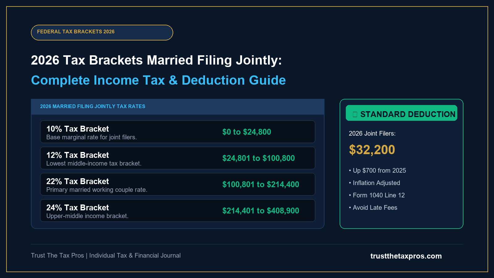 2026 Tax Brackets Married Filing Jointly: Standard Deduction Guide