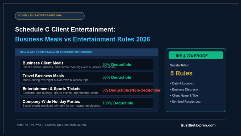 Schedule C Client Entertainment Tax Deduction: 2026 Rules