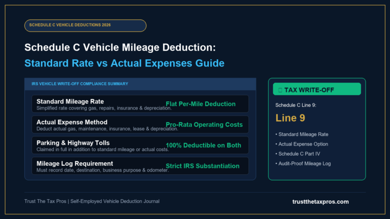 Schedule C Vehicle Mileage Deduction: Standard Rate vs Actual 2026