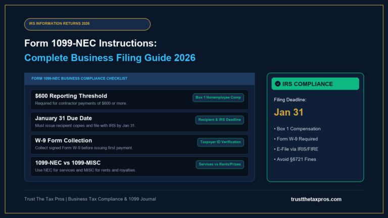 Form 1099-NEC Instructions for Business: Complete 2026 Guide