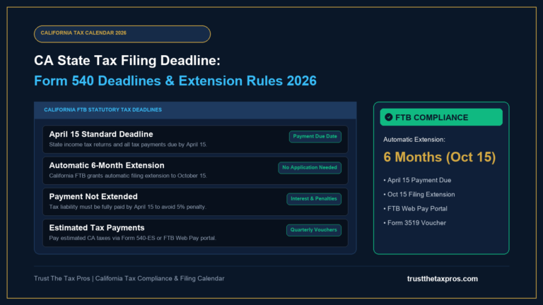 CA State Tax Filing Deadline: Form 540 & Extensions 2026