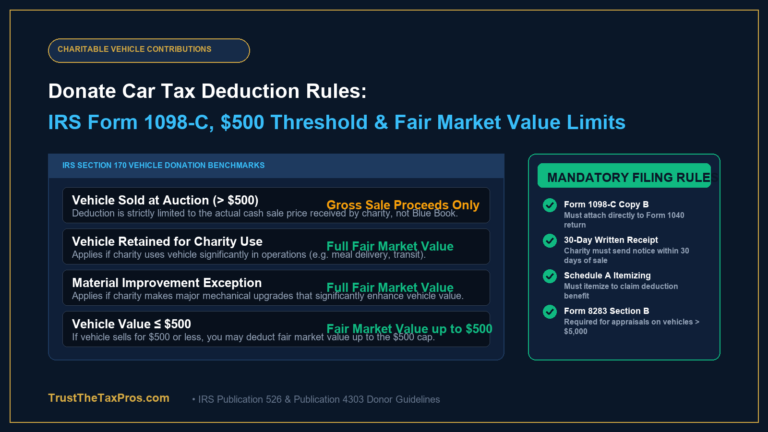 Donate Car Tax Deduction: IRS Form 1098-C & Value Rules