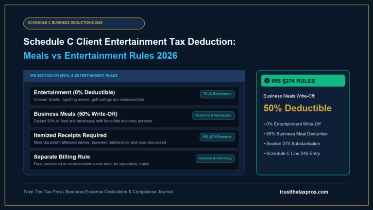 Schedule C Client Entertainment Tax Deduction: 2026 Rules