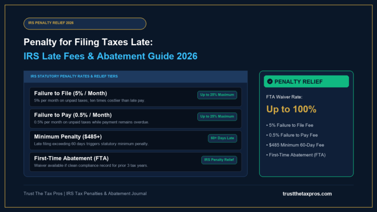 Penalty for Filing Taxes Late: IRS Late Fees & Abatement 2026