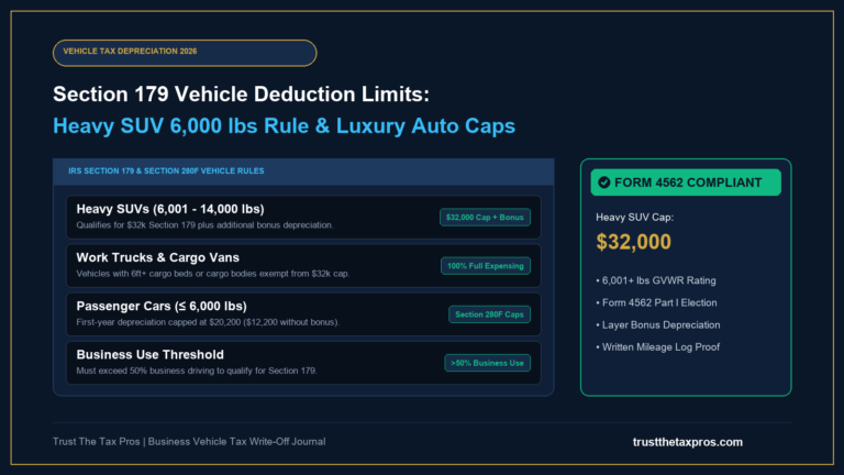 Section 179 Vehicle Deduction Limits: Heavy SUV & Truck Rules
