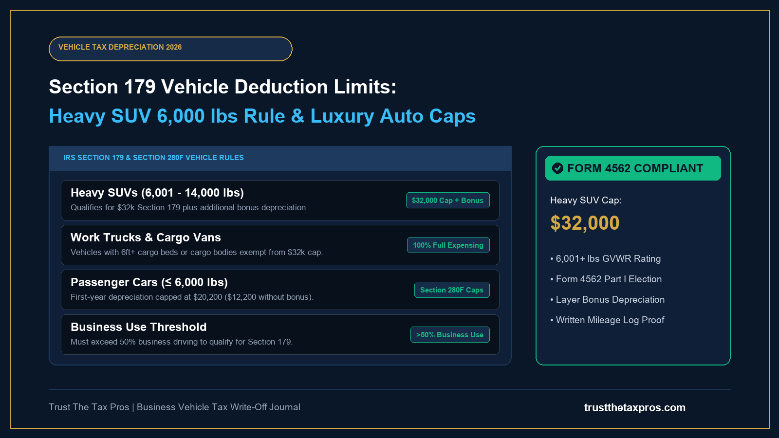 Section 179 Vehicle Deduction Limits: Heavy SUV & Truck Rules