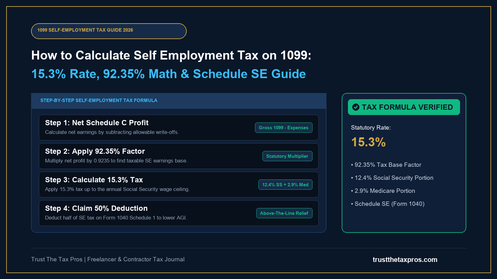How to Calculate Self Employment Tax on 1099: 15.3% Math Guide