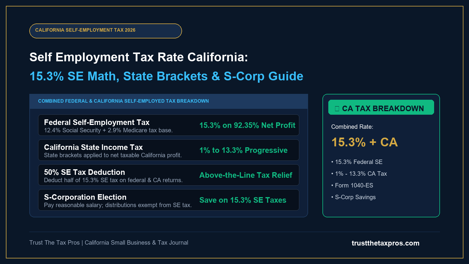 Self Employment Tax Rate California: 15.3% Math & Rules 2026