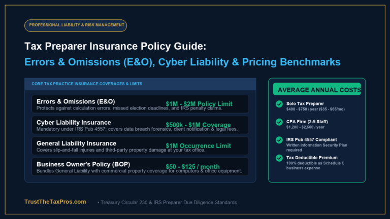 Tax Preparer Insurance: E&O Coverage, Costs & Rules