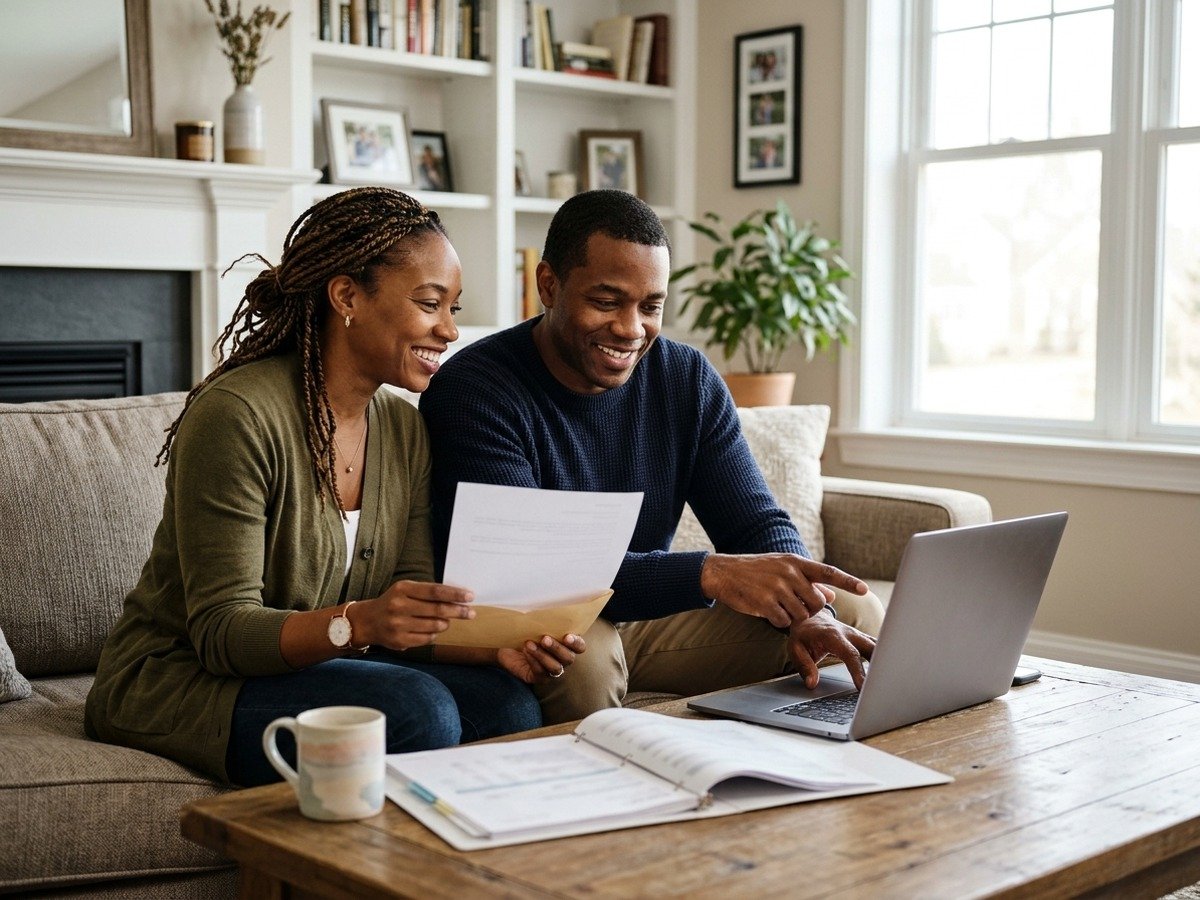 Couple setting up an IRS payment plan online for back taxes they owe