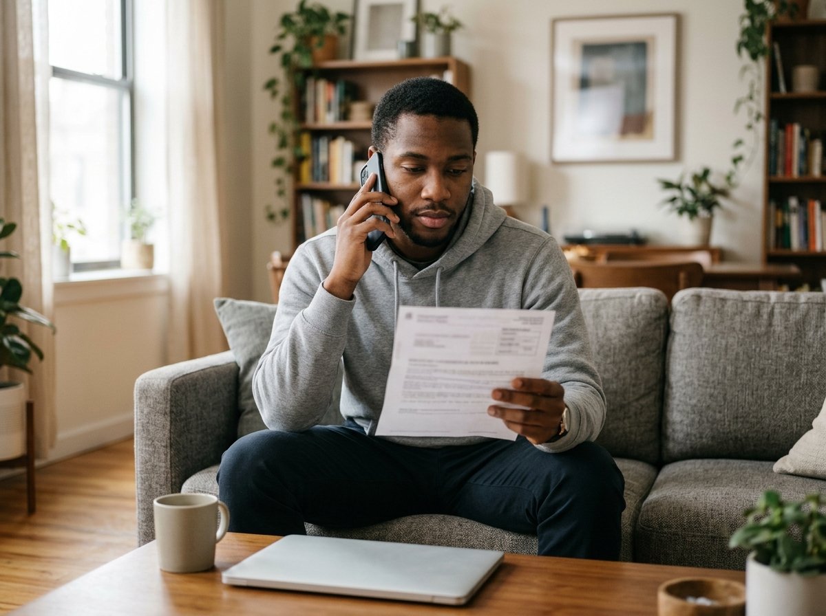 Man calling the IRS number on his notice to request penalty relief